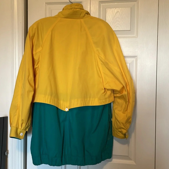 VTG 1990s Braefair Sport woman’s Sz M jacket w shoulder pads Yellow teal sailing - Picture 8 of 14